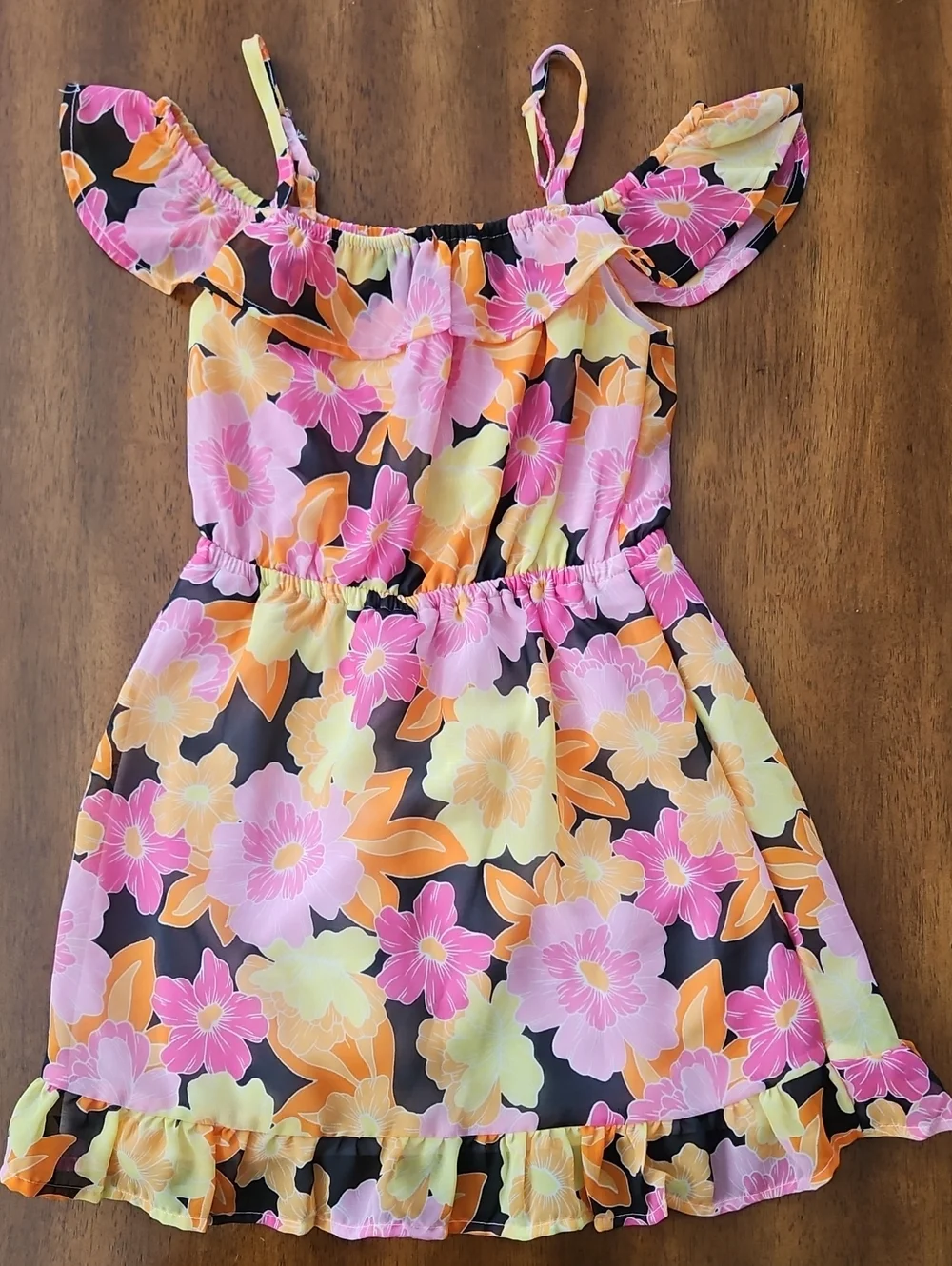 The Children's Place Pink, Yellow & Orange Floral Cold-Shoulder Dress